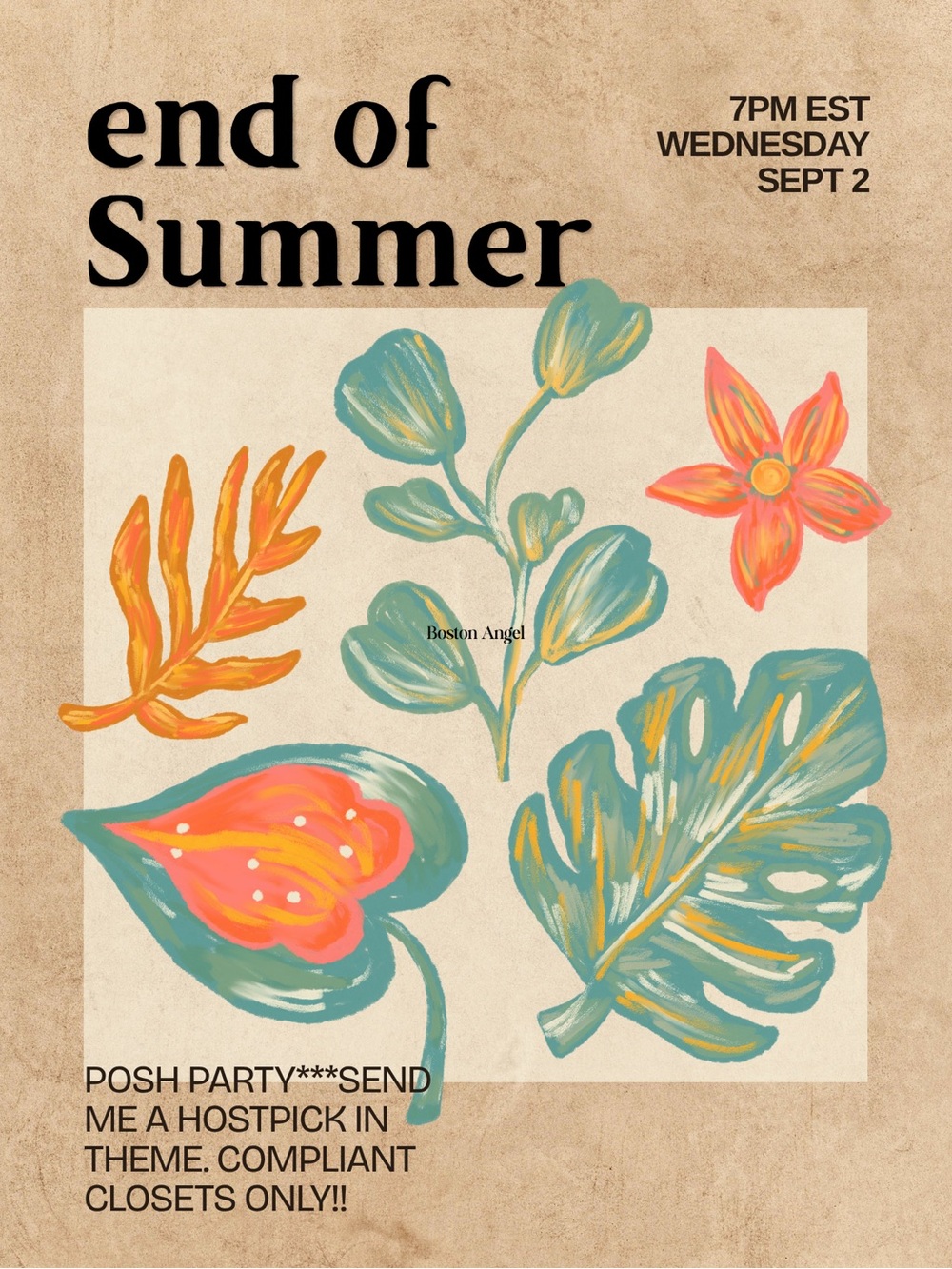 End of Summer POSH PARTY WED SEPT 2 @ 7pm